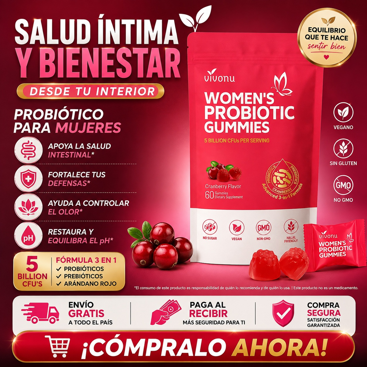 Flora Balance Her Suplemento Probioticos Mujer 60 Gomas